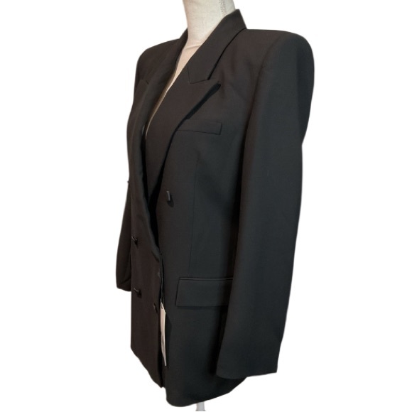 NWT ZARA STRAIGHT CUT DOUBLE BREASTED WOOL BLEND BLACK Blazer - Picture 5 of 11